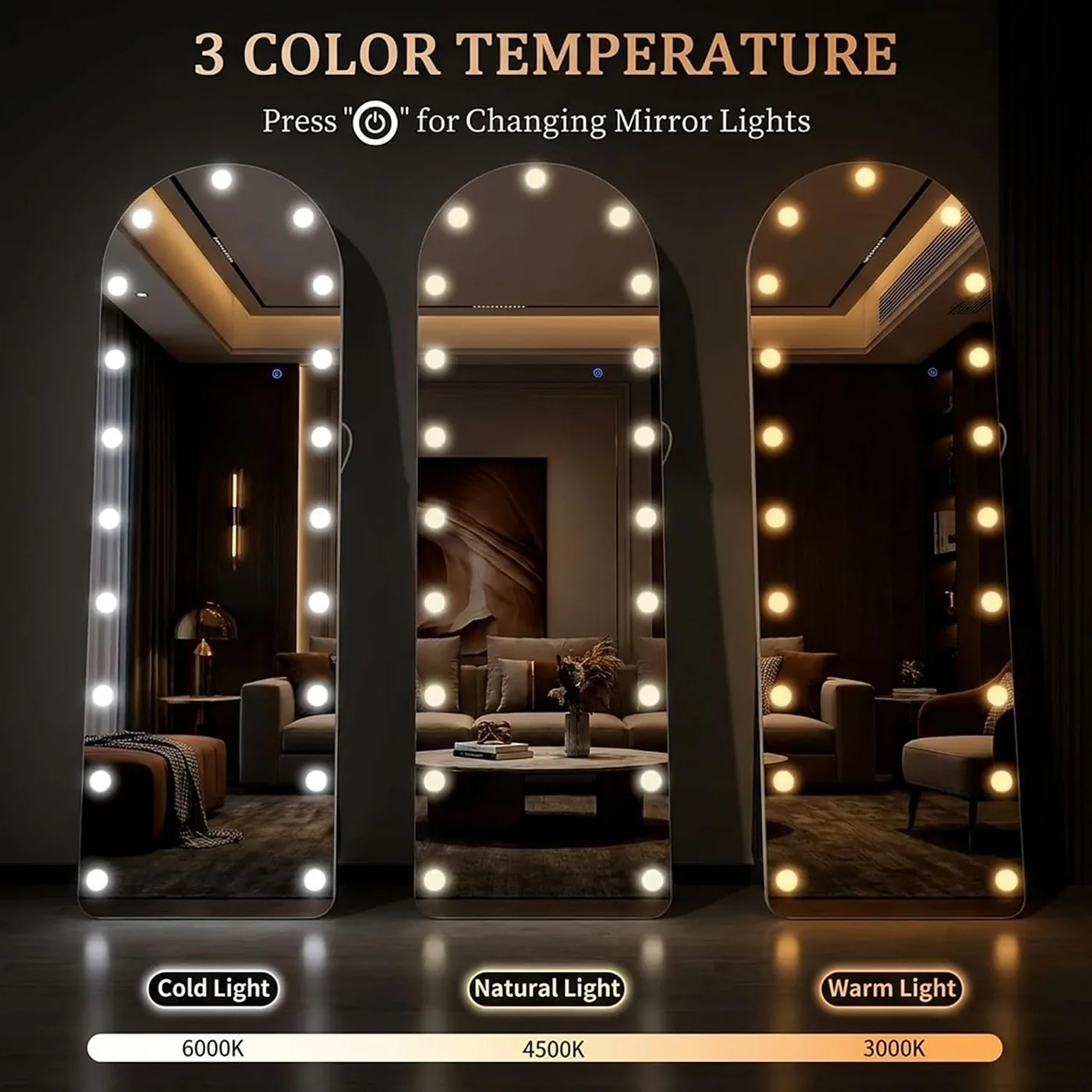 Hollywood Semicircle LED Mirror — view 2