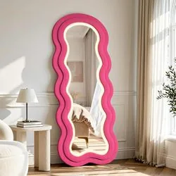 Wavy Fabric-Framed LED Floor Mirror — view 7