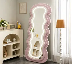 Wavy Fabric-Framed LED Floor Mirror — view 9