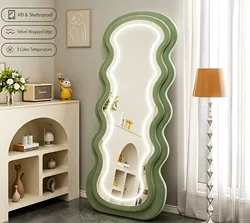 Wavy Fabric-Framed LED Floor Mirror — view 10