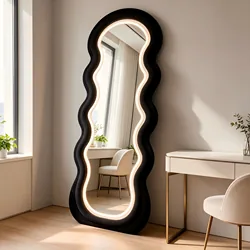 Wavy Fabric-Framed LED Floor Mirror — view 11